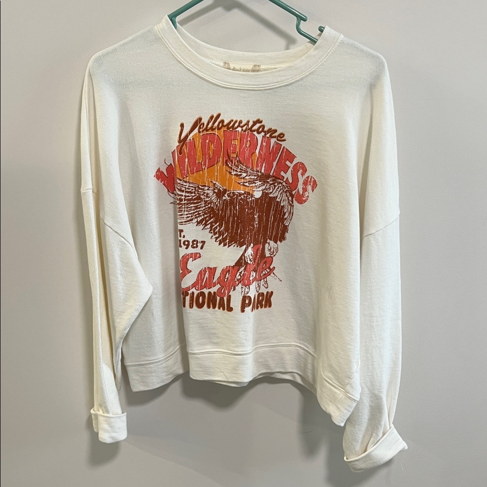 Altar'd State Cream Sweatshirt with Brown Text